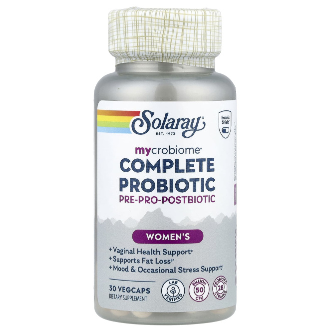 Solaray, Mycrobiome®, полноценный пробиотик, для женщин, 30 растительных капсул