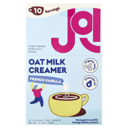 JOI, овсяные сливки, со вкусом французской ванили, 10 пакетиков по 12 г (0,42 унции)