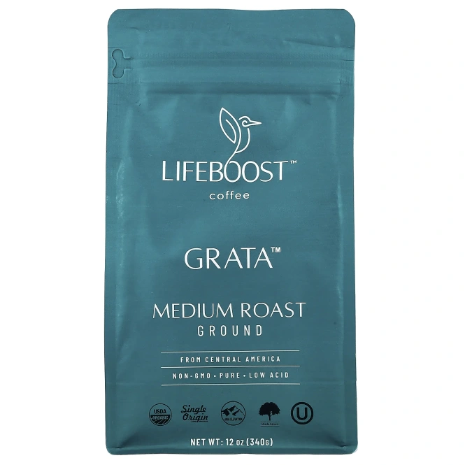 Lifeboost, Кофе Grata ™, молотый, средней обжарки, 340 г (12 унций)