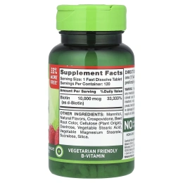 Nature's Truth, Maximum Biotin, Натуральные ягоды, 10000 мкг, 120 быстро растворяющихся таблеток