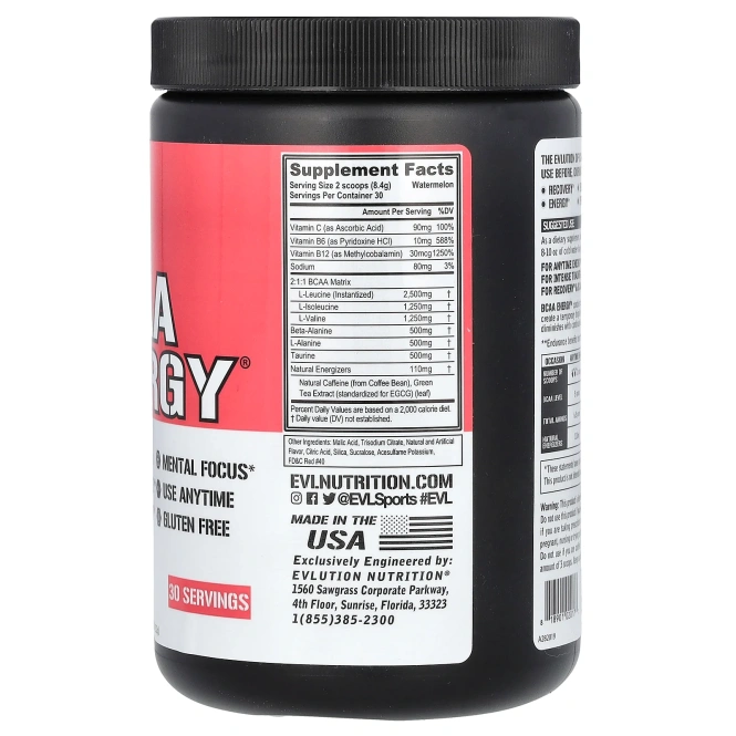 EVLution Nutrition, BCAA Energy, арбуз, 10,2 унц. (288 г)