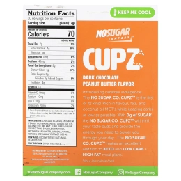 No Sugar Company, Cupz, темный шоколад с арахисовой пастой, 30 шт. по 17 г (0,6 унции)