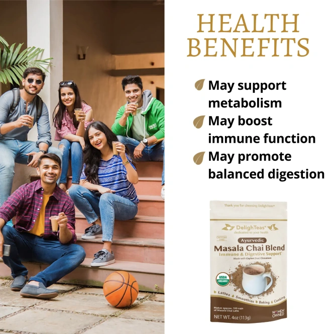 DelighTeas, Аюрведическая смесь чая масала, без кофеина, 113 г (4 унции)