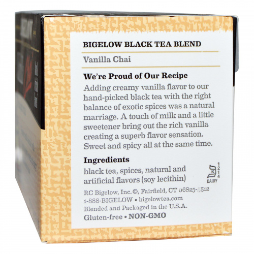 Bigelow, Ванильный Чай со специями, 20 чайных пакетиков, 1,64 унции (46 г)