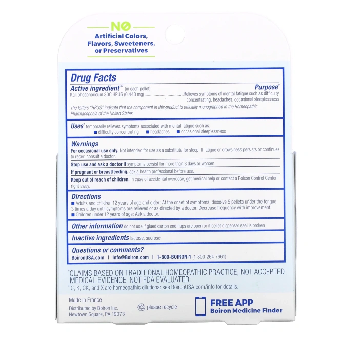 Boiron, Фосфат калия 30C, 3 тюбика, около 80 быстрорастворимых драже в каждом