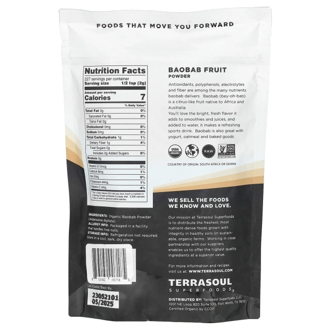 Terrasoul Superfoods, порошок баобаба, 340 г (12 унций)