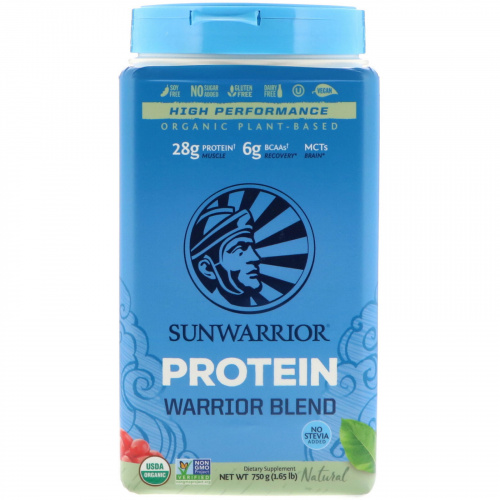 Sunwarrior, Органический натуральный протеиновый коктейль Warrior Blend Protein на растительной основе, 1.65 фт. (750 г)