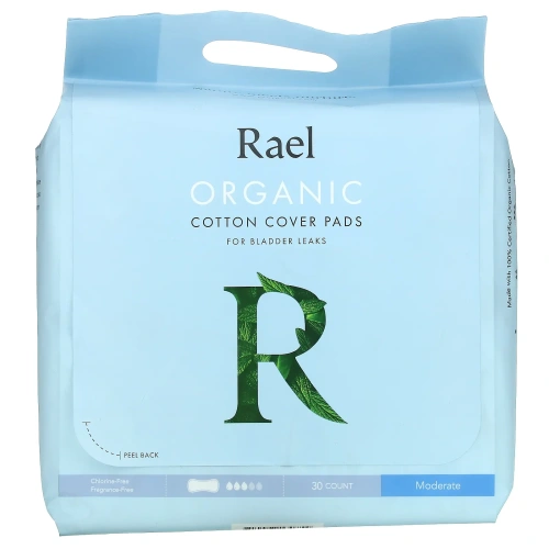 Rael, Прокладки из органического хлопка от протечек мочевого пузыря, умеренные, 30 шт.