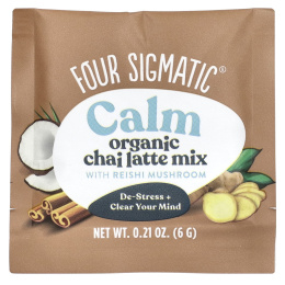 Four Sigmatic, Calm, смесь для приготовления органического латте с грибами рейши, без кофеина, 10 пакетиков по 6 г (0,21 унции)