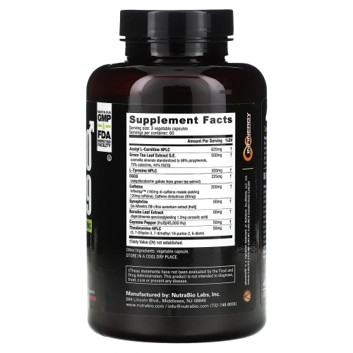 NutraBio Labs, ThermoFuel V9 for Men,180 Vegtable Capsules