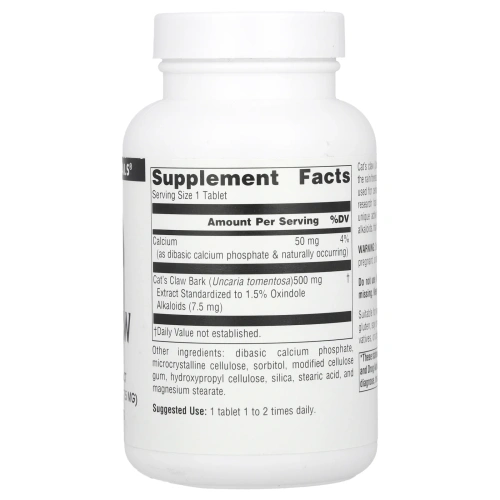 Source Naturals, Растение кошачий коготь, 500 мг, 120 таблеток