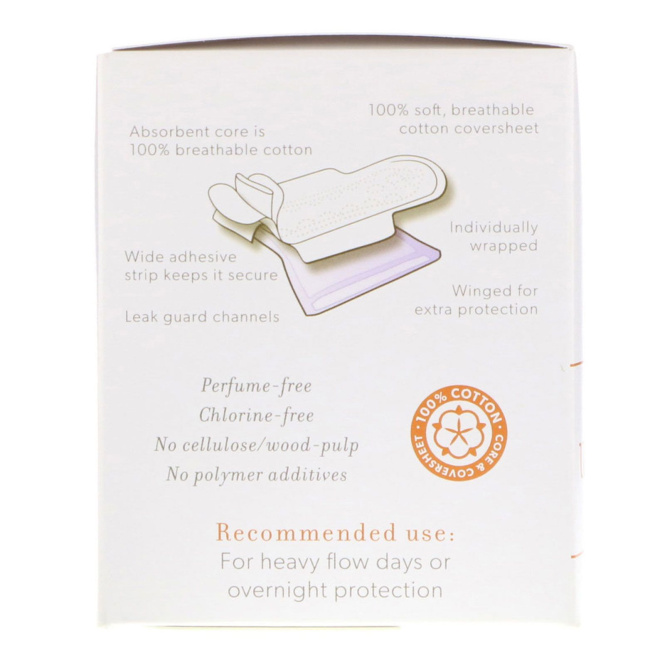 Emerita, Ультратонкие прокладки из 100% натурального хлопка, ночные, 10 прокладок