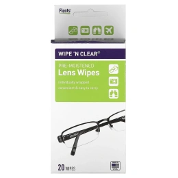Flents, Wipe 'N Clear, увлажняющие салфетки для линз, 20 шт.