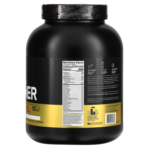 Optimum Nutrition, Протеин для набора веса Pro Gainer, с высоким содержанием белка, ванильный заварной крем, 5,09 фунта (2,31 кг)