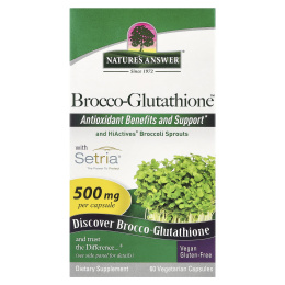 Nature's Answer, Brocco-Glutathione, средство с брокколи и глутатионом, 500 мг, 60 растительных капсул