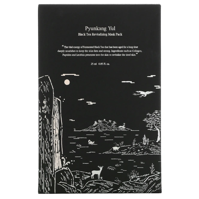 Pyunkang Yul, Восстанавливающая косметическая маска с черным чаем, 10 масок, 0,85 жидких унций (25 мл)