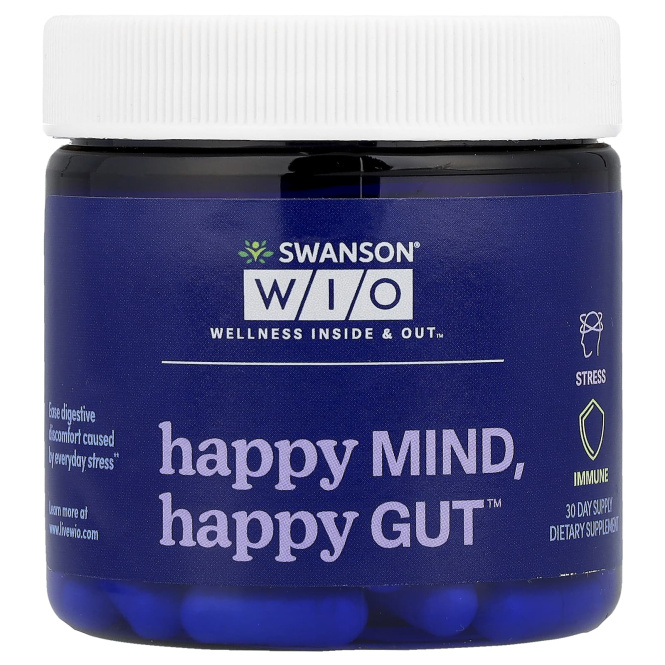 Swanson WIO, Happy Mind, Happy Gut ™, 30 растительных капсул