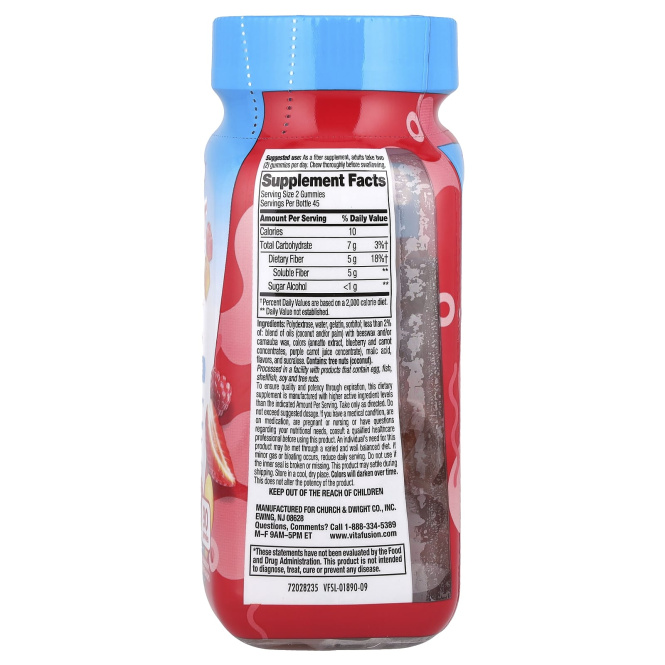 VitaFusion, Fiber Well, персик, клубника, ягоды, 90 жевательных таблеток