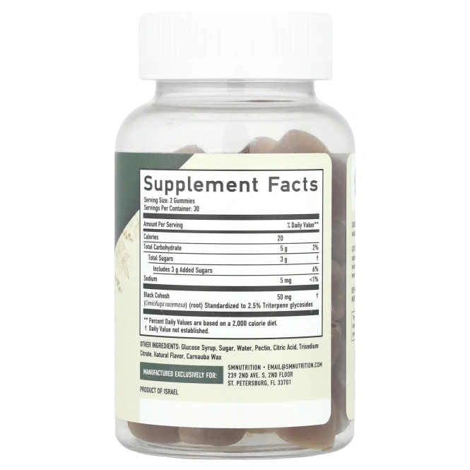 SMNutrition, Жевательные мармеладки из корня клопогона, сладкий персик, 60 жевательных таблеток