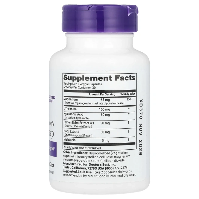 Doctor's Best, Beauty Sleep для женщин, 60 растительных капсул