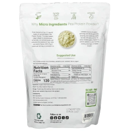 Micro Ingredients, органический гороховый протеин в порошке, 1000 г (2,2 фунта)