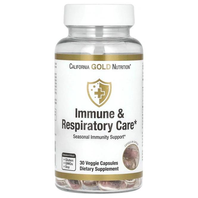 California Gold Nutrition, Укрепление иммунитета и дыхательной системы, 30 растительных капсул
