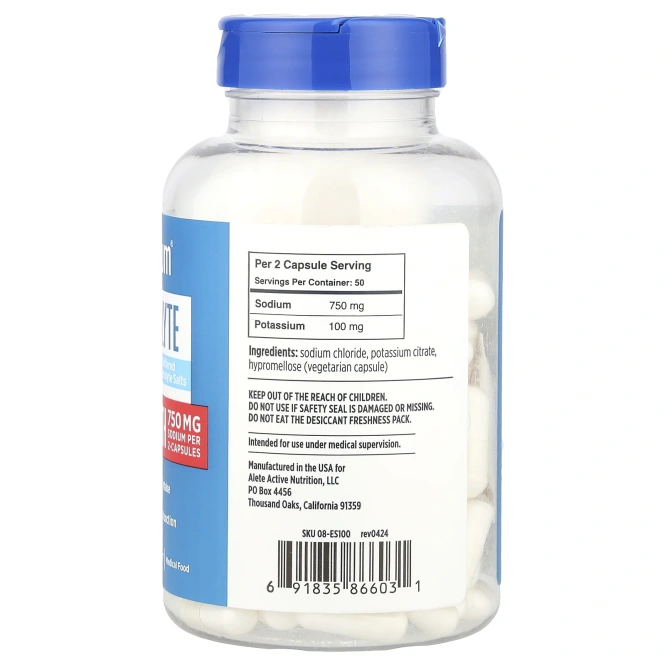 Vitassium, капсулы с электролитом, размер «00», 100 веганских капсул