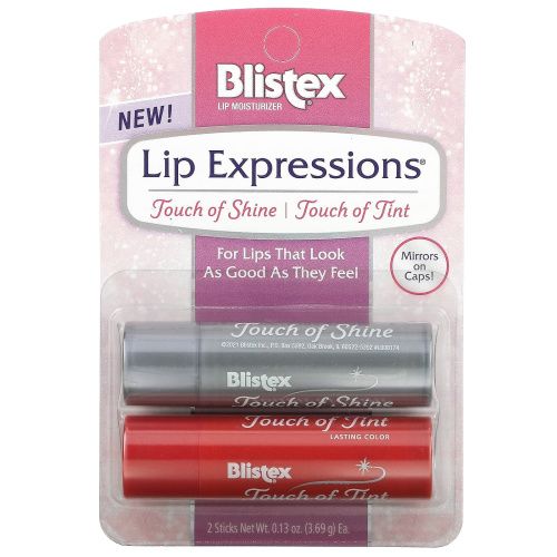 Blistex, Lip Expressions, Увлажняющий крем для губ, блеск / оттенок, 2 палочки, 0,13 унции (3,69 г) каждая