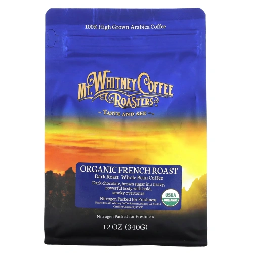 Mt. Whitney Coffee Roasters, Органический кофе французской обжарки, темное зерновое прожаренный кофе, 340 г (12 унций)