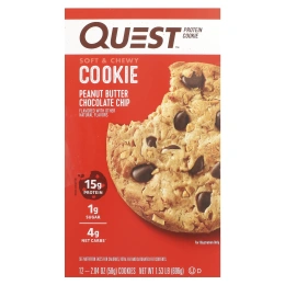 Quest Nutrition, Белковое печенье, арахисовое масло с шоколадной стружкой, 12 штук, по 2,04 унции (58 г) каждое