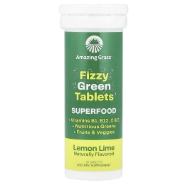 Amazing Grass, Fizzy Green Tablets, Superfood, лимон и лайм, 10 таблеток