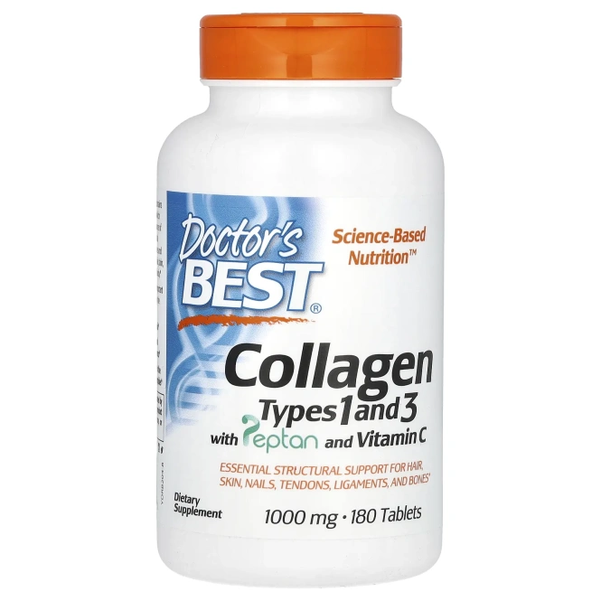 Doctor's Best Collagen 1 и 3 типа с витамином С, 1000 мг, 180 таблеток