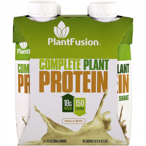 PlantFusion, Complete Plant Protein, Vanilla Bean, 4 Pack, 11 fl oz (330 ml) Each