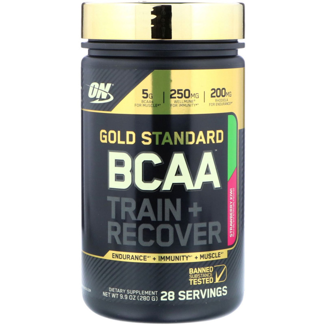 Optimum Nutrition, "Золотой стандарт BCAA", комплекс аминокислот с разветвленными боковыми цепями (BCAA) для тренировки и восстановления со вкусом клубники и киви, 9,9 унций (280 г)