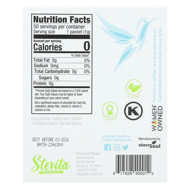 Stevita Naturals, Naturals, стевия с ксилитолом, Supreme, 50 пакетиков по 50 г (1,8 унции)