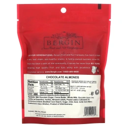 Bergin Fruit and Nut Company, Молочный шоколад с миндалем, 227 г (8 унций)