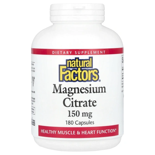 Natural Factors, Магния цитрат, 150 мг, 180 капсул