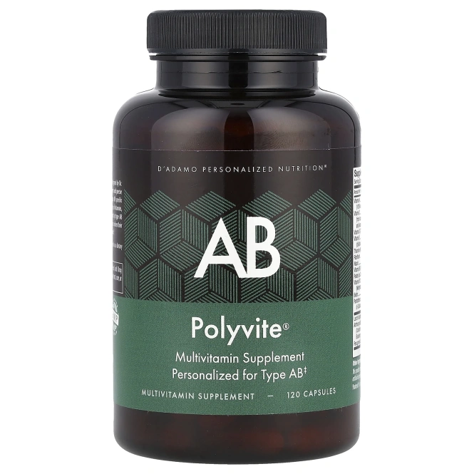 D'adamo, Polyvite® AB, мультивитаминная добавка, 120 капсул