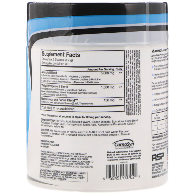 RSP Nutrition, Amino Lean Energy Formula, Passion Fruit,  8.68 oz (246 g)