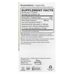 Terry Naturally, Экстракт оливы полного спектра EP20 ™, 60 капсул