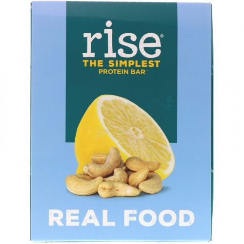 Rise Bar, Простой протеиновый батончик, лимон и кешью, 12 батончиков, 2,1 унц. (60 г) каждый