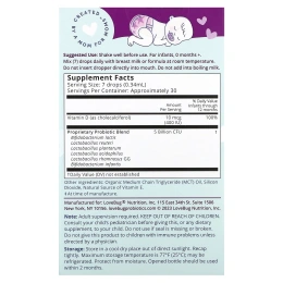 LoveBug Probiotics, пробиотик для детей, в жидкой форме, 5 млрд КОЕ, 10 мл (0,34 жидк. унции)