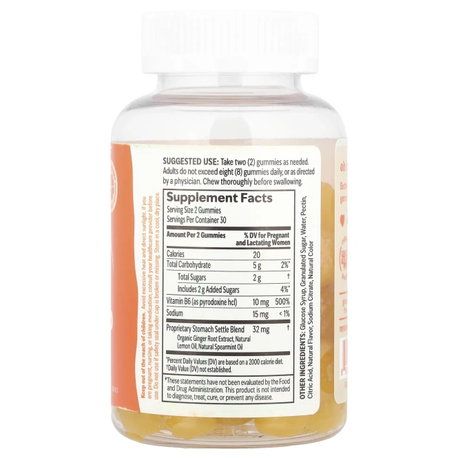 UpSpring, Morning Sickness Relief, жевательные таблетки для желудка, лимонный имбирь, 60 веганских жевательных таблеток