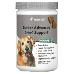 NaturVet, Senior, улучшенная формула для поддержки 5 в 1 и гриба-хвоща, для собак, 120 мягких жевательных таблеток, 360 г (12,6 унции)