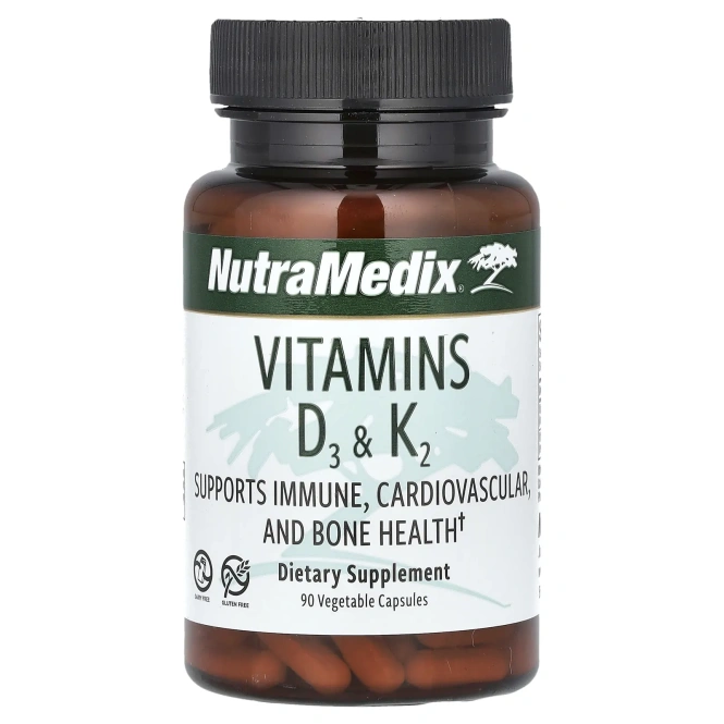 NutraMedix, витамины D3 и K2, 90 капсул