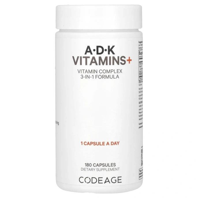 Codeage, витамины A, D и K +, 180 капсул