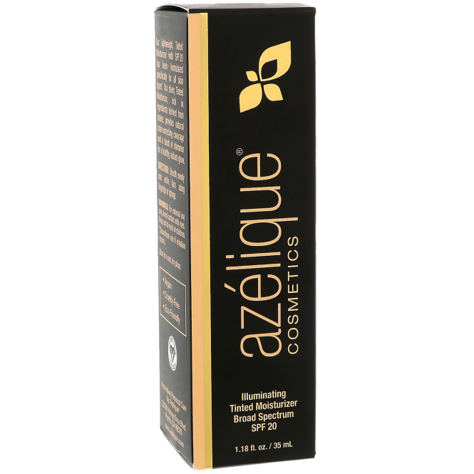 Azelique, Осветляющий солнцезащитный увлажняющий крем-тинт широкого спекта SPF 20, средняя защита, не испытывается на животных, сертифицированный веганский, 35 мл (1,18 унций)