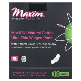 Maxim Hygiene Products, Ультратонкие подушечки с крылышками, натуральная технология Силвер МаксиON, супер, 10 подушечек