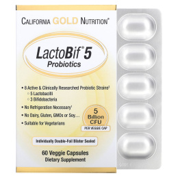 Пробиотики LactoBif California Gold Nutrition, 5 млрд КОЕ, 60 овощных капсул