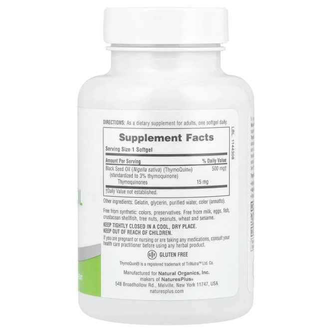 NaturesPlus, Pro ThymoQuin®, Black Seed Oil 500, 60 Softgels